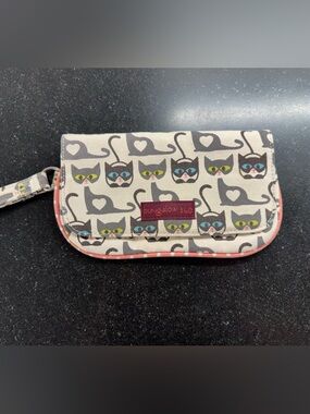 Bungalow 360 whimsical Cat Print Canvas wristlet wallet